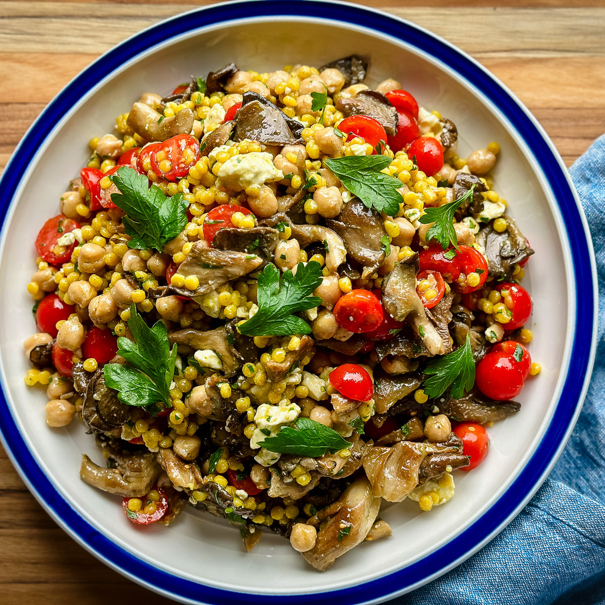 Blue Oyster Mushrooms + Basil Oil Couscous &ndash; R&amp;R Cultivation