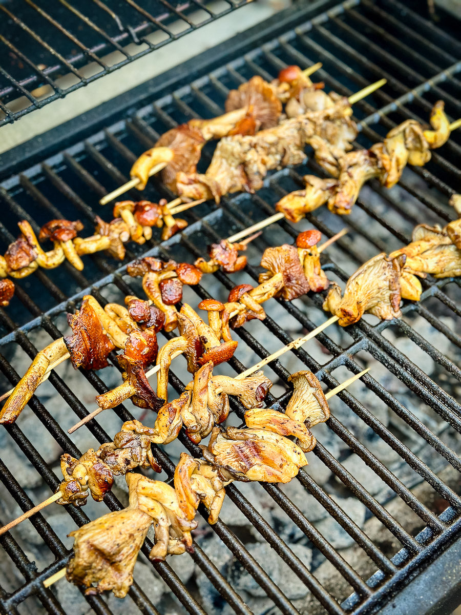 Easy Grilled Chestnut + Oyster Mushrooms