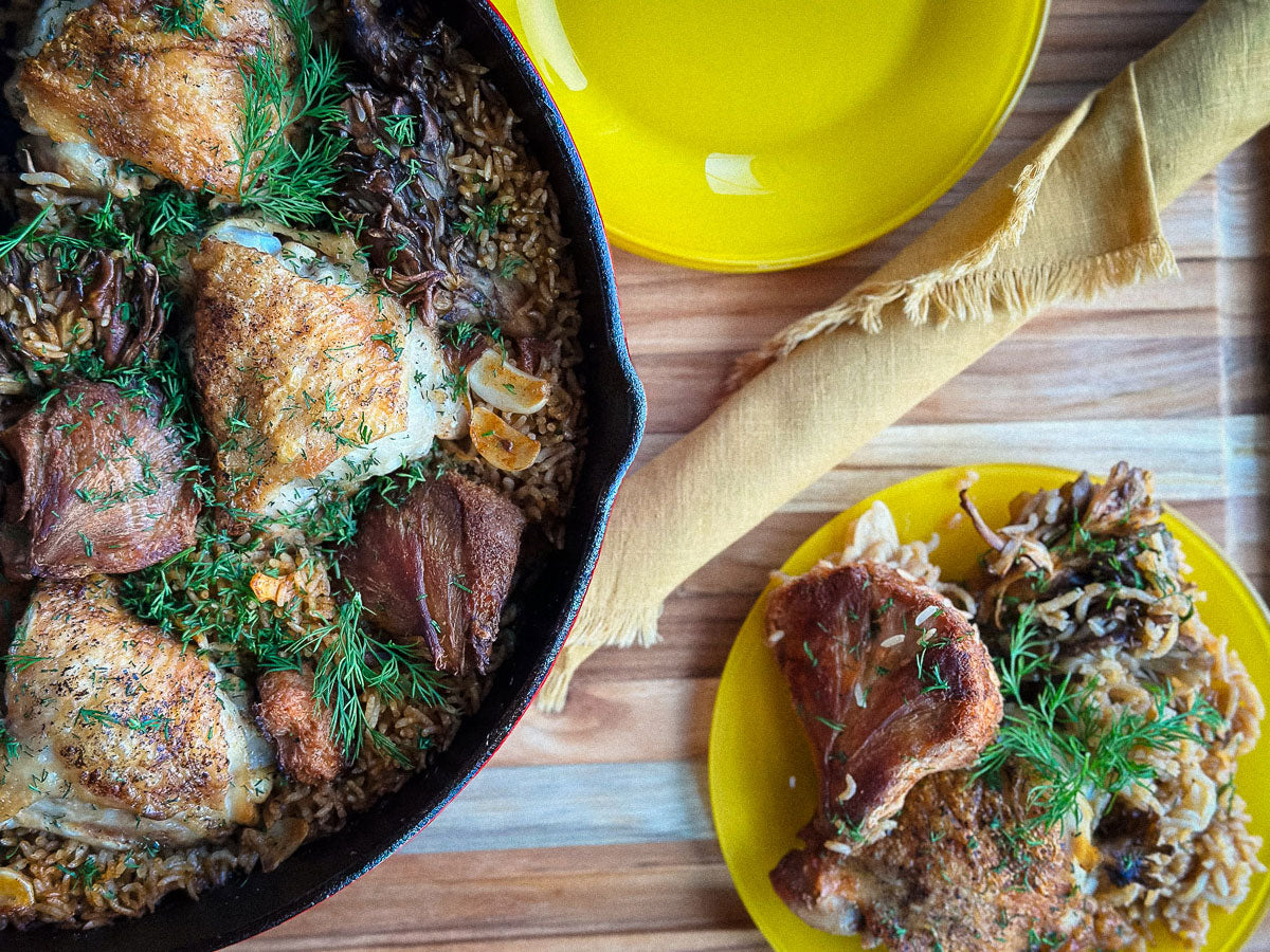 Spiced Cast Iron Chicken and Mushrooms