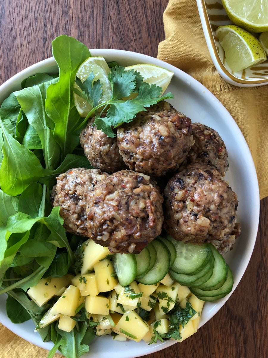 Five Spice Turkey Meatballs with Shiitake Mushrooms R&R Cultivation